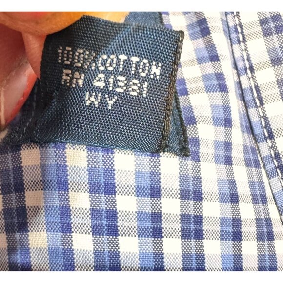 Ralph Lauren Men's Classic Fit Button-Down Gingham Shirt Size 17.5 Blue - Picture 6 of 11